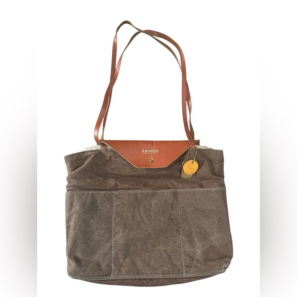 R. Riveter Shoulder Bag Distressed Handmade Purse Brown - Picture 1 of 7